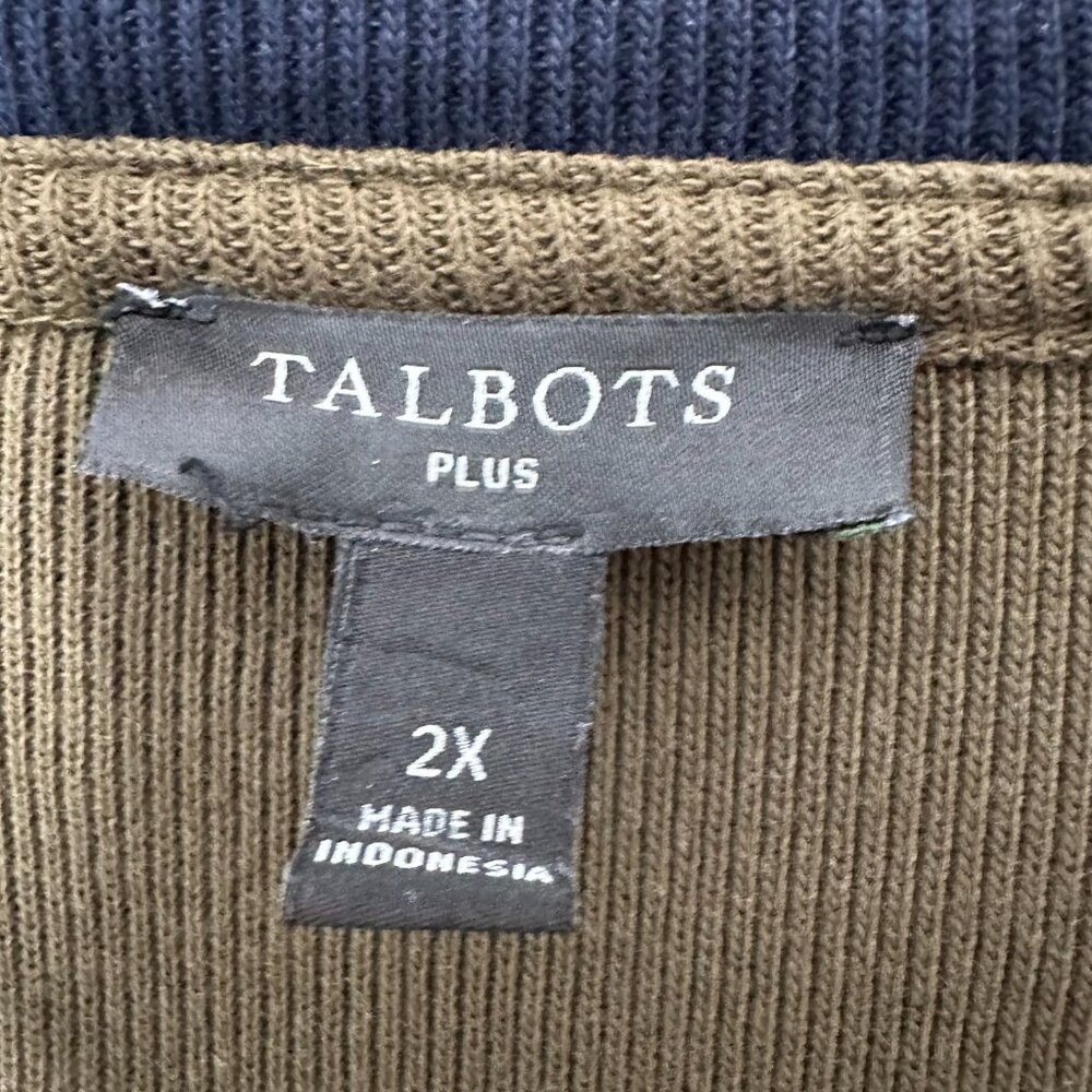 Talbots Patch Pocket Cardigan Sweater Size 2X Green Gold Buttons - Picture 3 of 10
